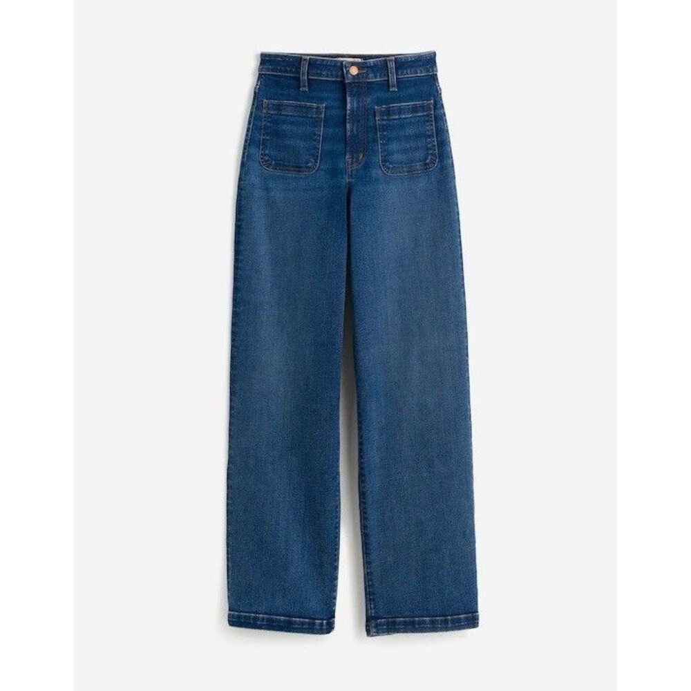 Madewell Emmett Size 30 Curvy High Rise Wide Leg Blue Jeans Patch Pockets - Picture 5 of 14